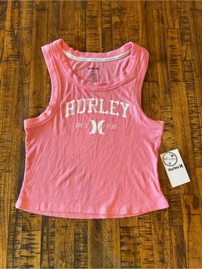 Hurley Pink Ribbed Cropped Tank Top - Size M